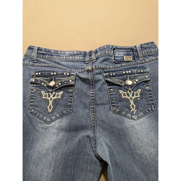 One 5 One BootCut Jeans Women's 16 Med Wash Jeweled Accents PLEASE READ, SEE PIC - Picture 13 of 14